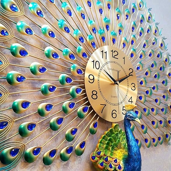 RECTITUDE Luxury European Peacock Wall Clock, - Image 3