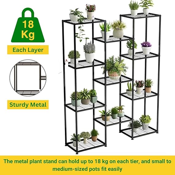 ecofynd Plantica Shelf Plant Stands for Outdoor Balcony, (Black) - Image 3